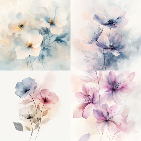 水彩插画:梦幻花卉